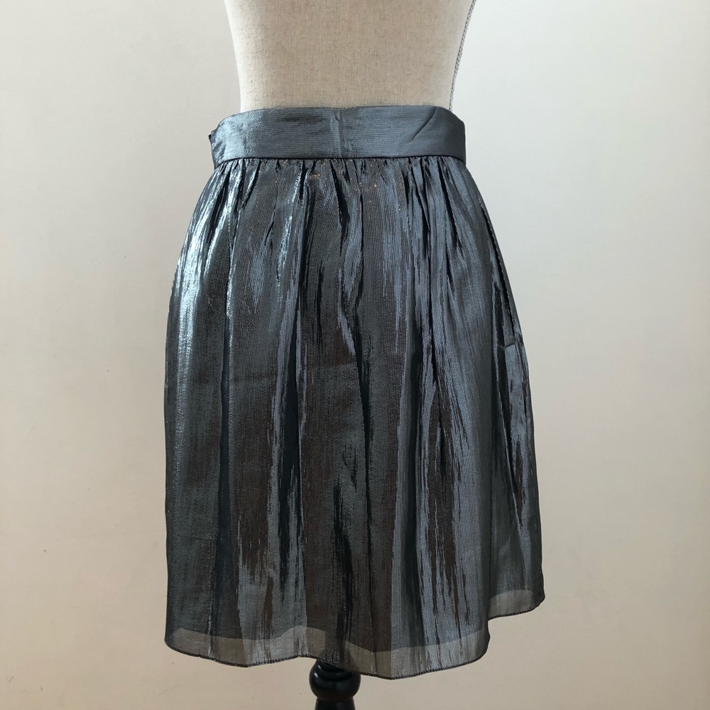 🆕 TIBI SILK Metallic Gunmetal Miniskirt size 6